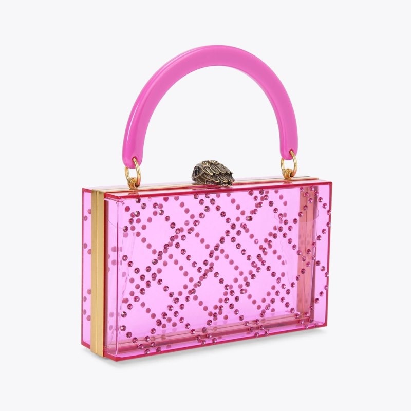 Kurt Geiger London Quilted Box Women's Clutches Fushia | Malaysia SF43-790