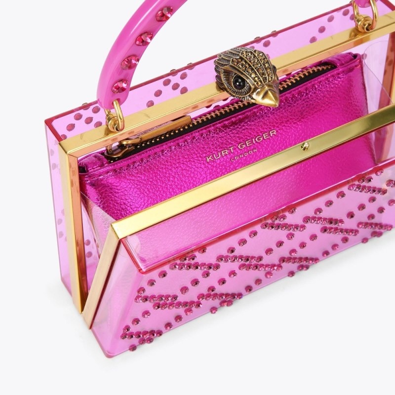 Kurt Geiger London Quilted Box Women's Clutches Fushia | Malaysia SF43-790