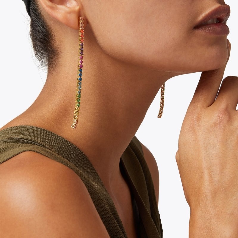 Kurt Geiger London Rainbow Linear Earrings Women's Jewelry Multicolor | Malaysia ON92-732