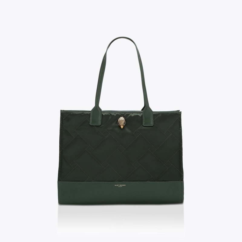 Kurt Geiger London Recycled Square Shopper Women\'s Tote Bags Dark Green | Malaysia CV39-190