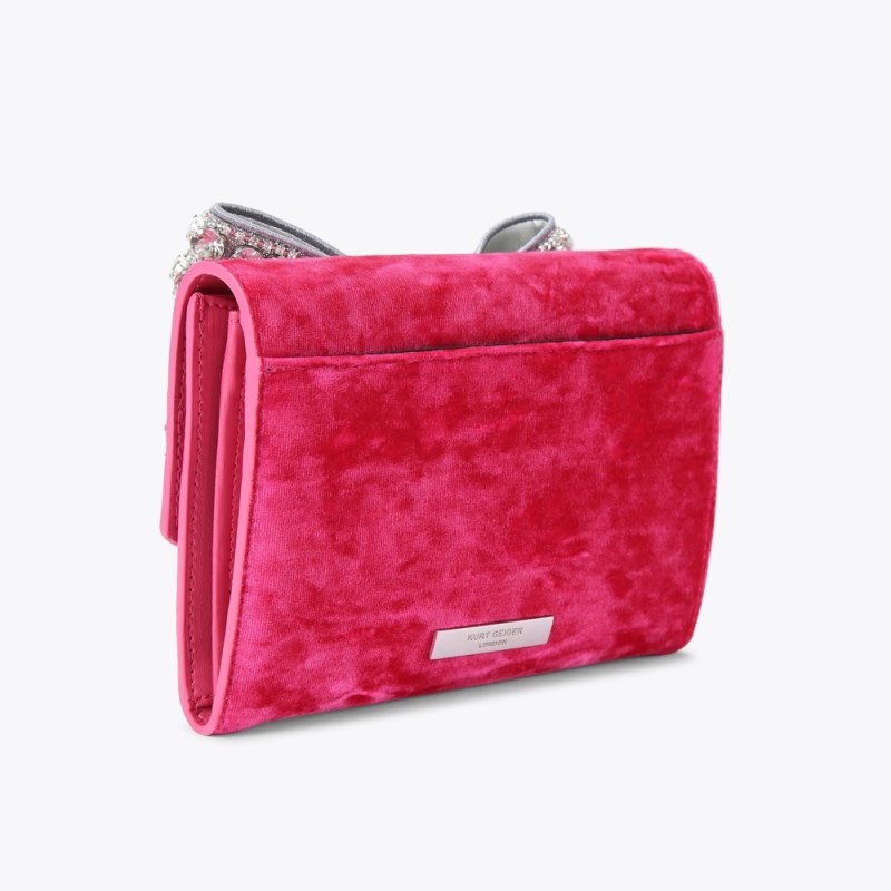 Kurt Geiger London Shoreditch Bow Chain Wallet Women's Crossbody Bags Pink | Malaysia UU92-310