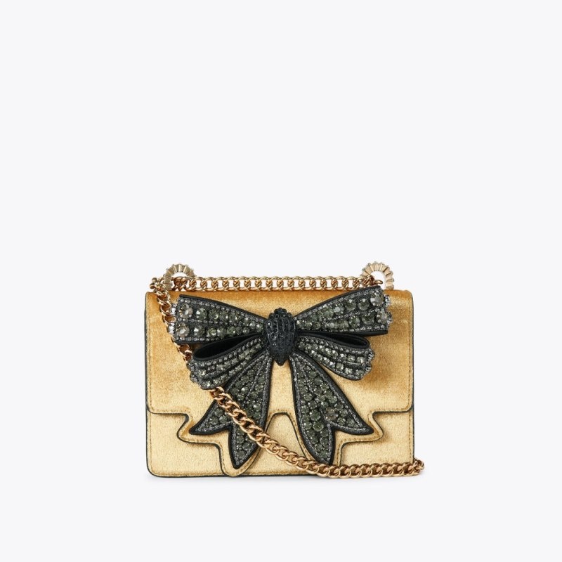Kurt Geiger London Small Bow Shoreditch Women\'s Mini Bags Gold | Malaysia BX00-372