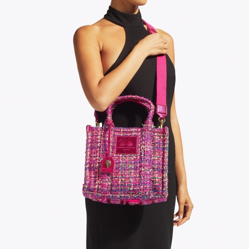 Kurt Geiger London Small Tweed Southbank Women's Tote Bags Fushia | Malaysia QC68-851