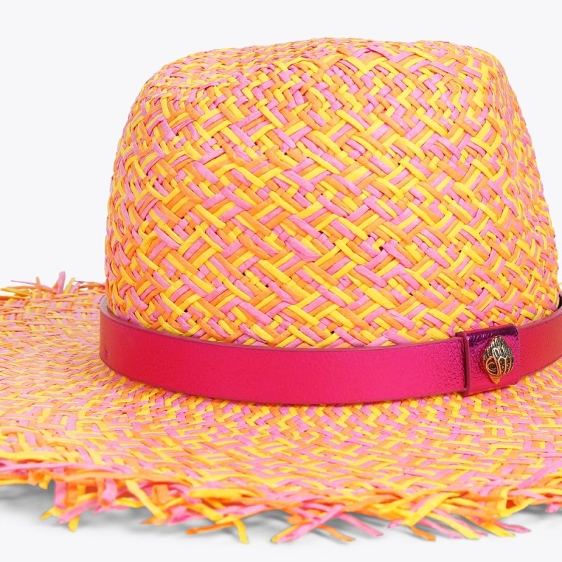 Kurt Geiger London Straw Fringed Fedora Women's Hats Pink | Malaysia OP13-262