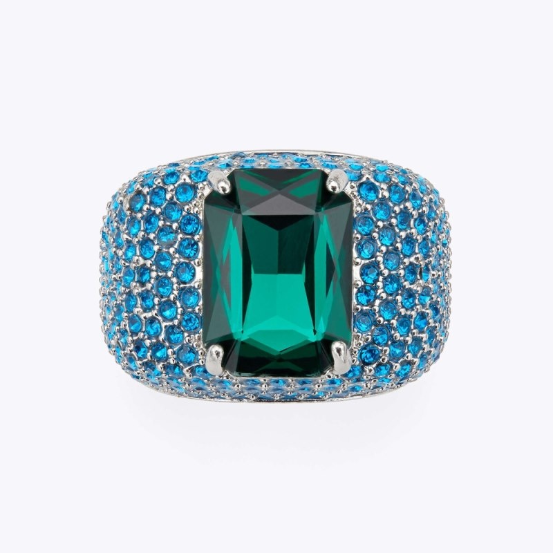 Kurt Geiger London Xl Crystal Pave Ring Women's Jewelry Blue | Malaysia NX67-967