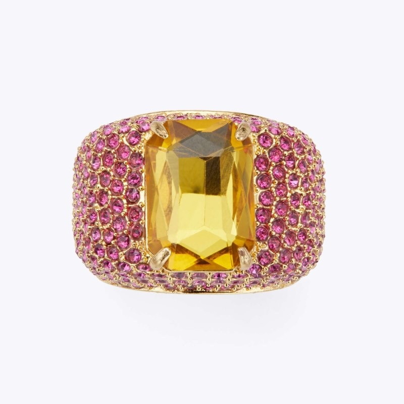 Kurt Geiger London Xl Crystal Pave Ring Women's Jewelry Fushia | Malaysia SR27-949