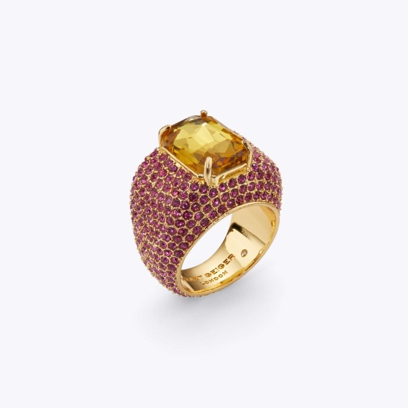 Kurt Geiger London Xl Crystal Pave Ring Women\'s Jewelry Fushia | Malaysia SR27-949